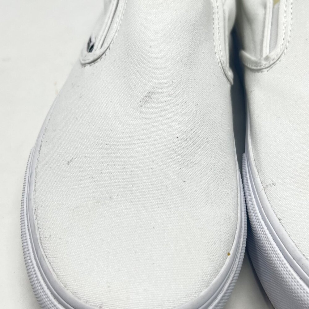Vans Mens 8 Wm 9.5 Classic Slip On Solid White Skater Sneaker Shoes Indie Boho - Picture 10 of 10